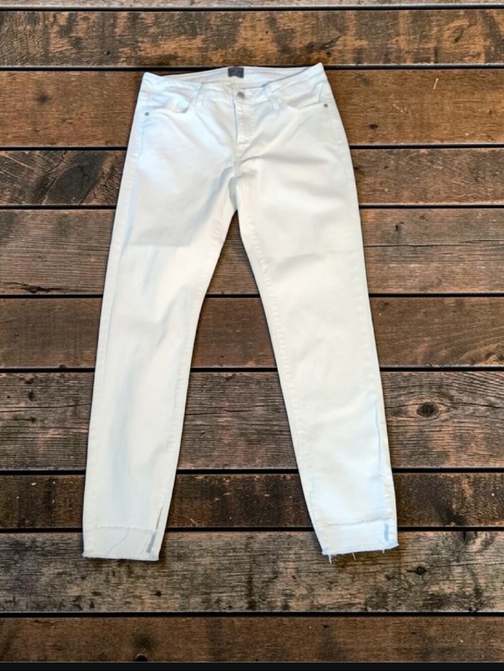 White comfy Jeans Nadine Slim shape Step Raw Hem Ankle Casual Normcore W29 L27